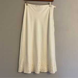 Lafayette NY 148 White Linen Skirt with Bead Detail